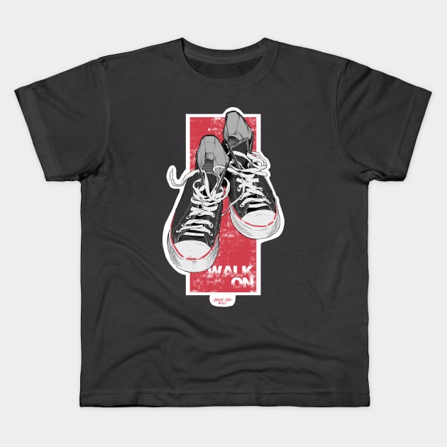 Walk On - Black Kids T-Shirt by mariocau